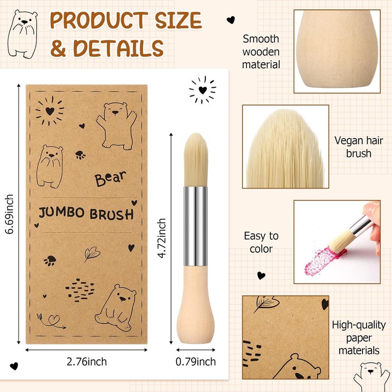 Sinload 6 Sets Watercolor Paint Brushes and Cards for Baby Toddler Kid Jumbo Brushes with Chubby Wood Handles Easy to Grip Round Paintbrushe Vegan Bristles for Painting Art Supplies Craft Projects - Image 2